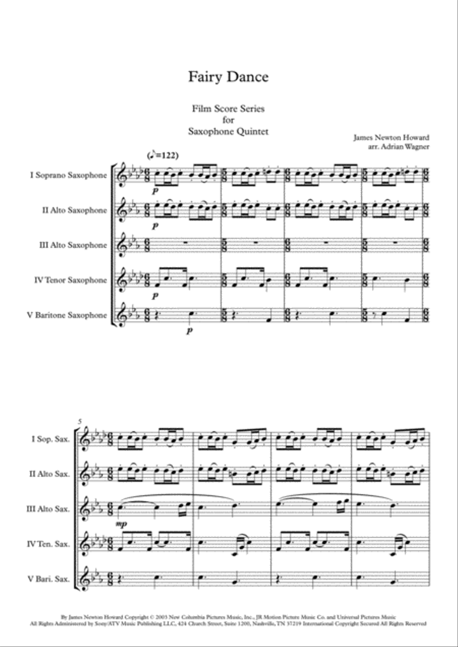 Peter Pan Peter Pan Saxophone Quintet scores gallery preview page 3