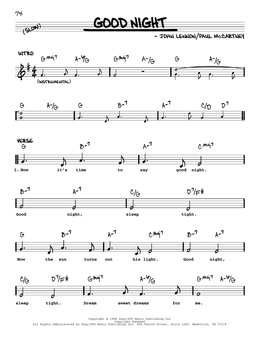 Good Night [Jazz version] Voice scores gallery preview page 1