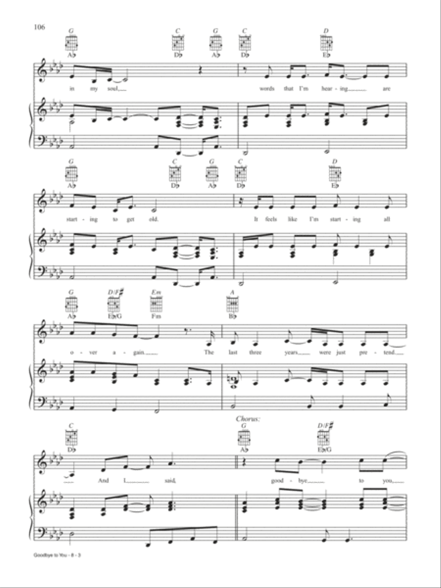Goodbye to You Goodbye to You Piano, Vocal, Guitar scores gallery preview page 3