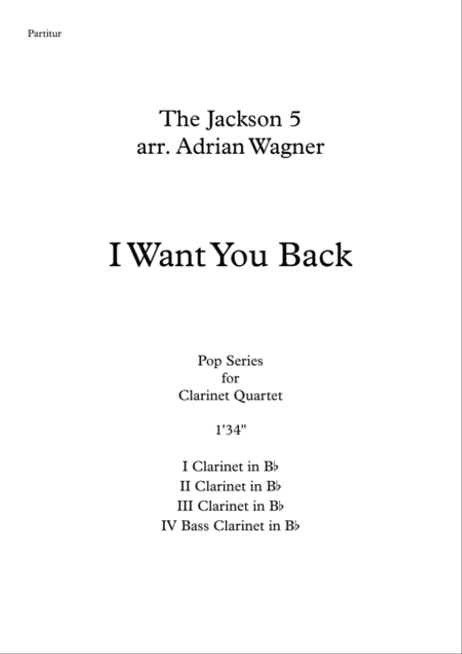 I Want You Back Clarinet Quartet scores gallery preview page 2