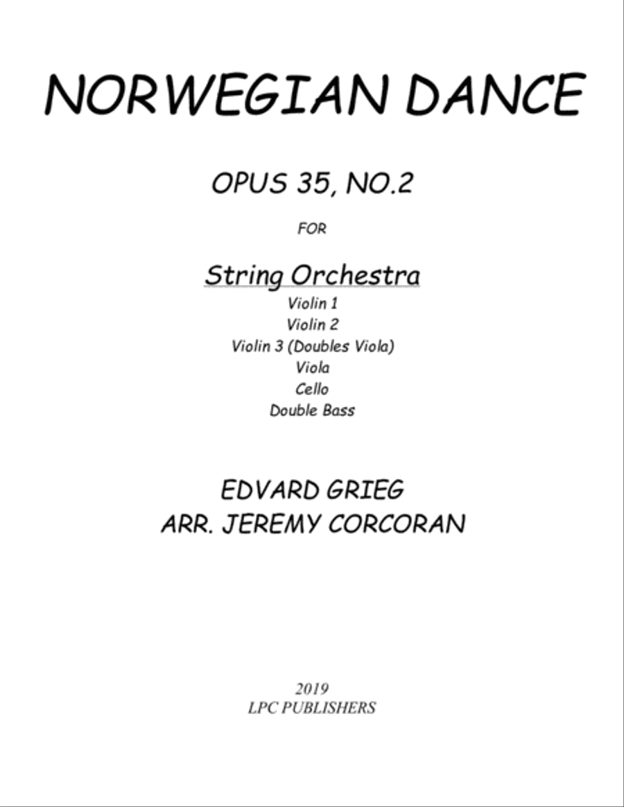 Book cover for Norwegian Dance Opus 35, No. 2 for String Orchestra