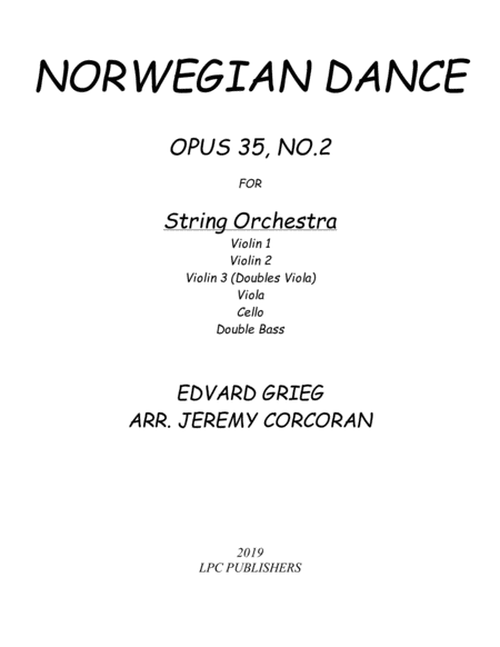 Norwegian Dance Opus 35, No. 2 for String Orchestra image number null