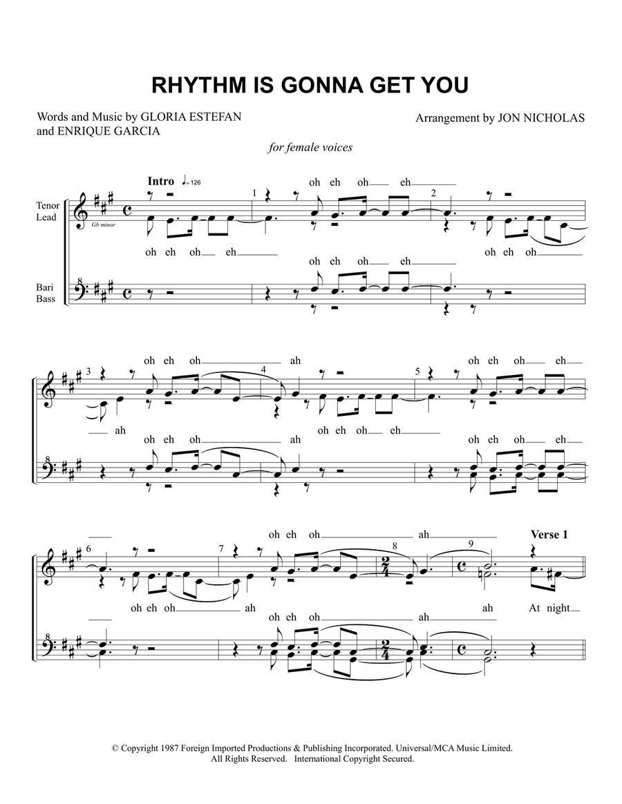 Rhythm Is Gonna Get You SSAA scores gallery preview page 1