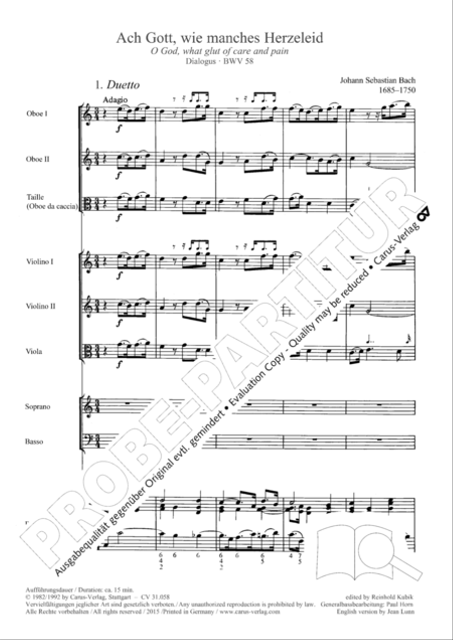 O God, what glut of care and pain (Ach Gott, wie manches Herzeleid) Orchestra scores gallery preview page 6