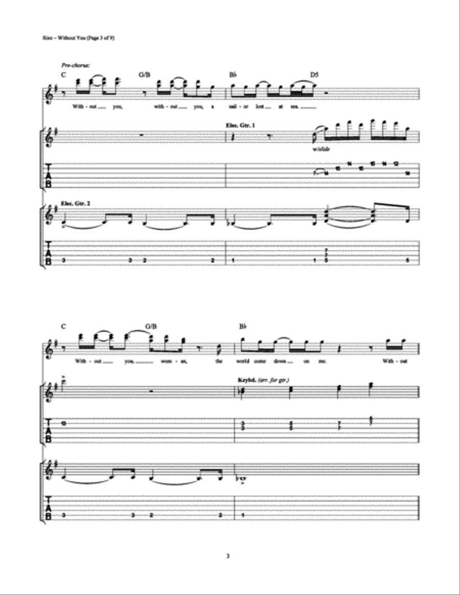 Without You Without You Electric Guitar scores gallery preview page 3