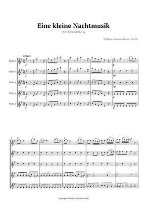 Book cover for Eine kleine Nachtmusik by Mozart for Flute Quintet
