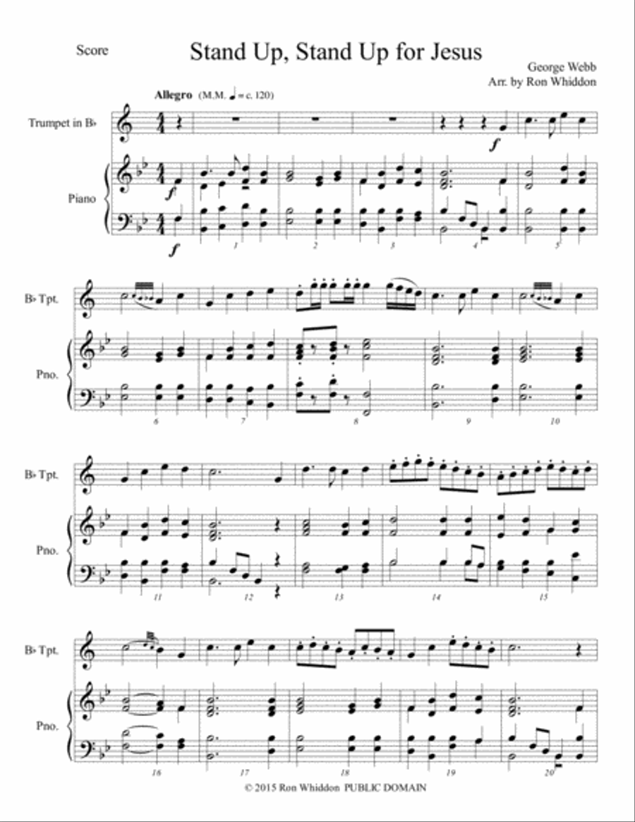 Stand Up, Stand Up for Jesus Trumpet Solo scores gallery preview page 1