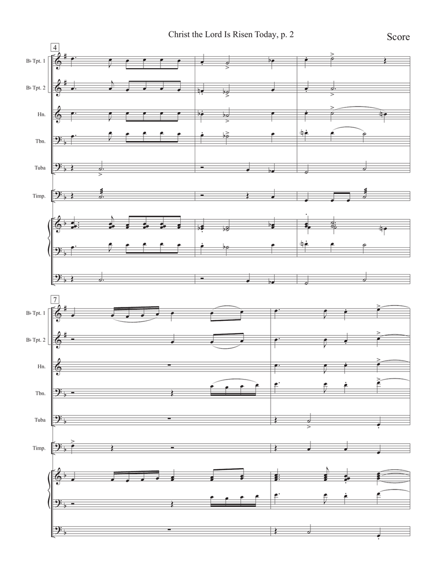 Christ the Lord Is Risen Today (LLANFAIR) Small Ensemble scores gallery preview page 6