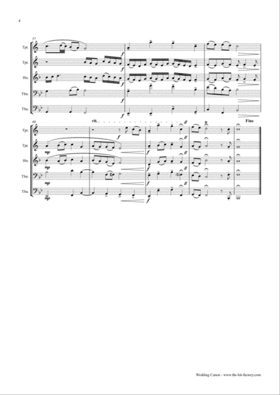 Wedding Canon - Festive Concert Piece - Brass Quintet Brass Quintet scores gallery preview page 4