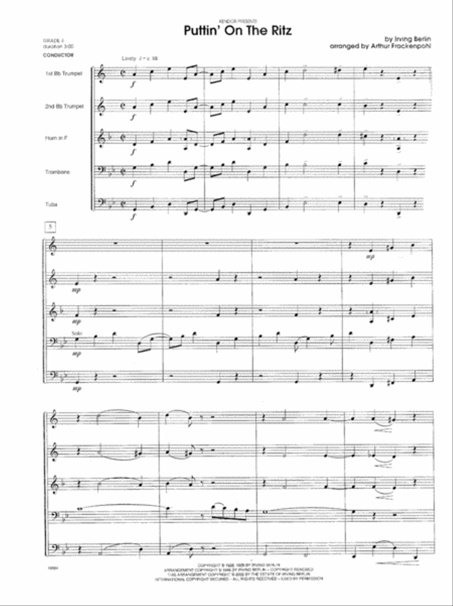 Puttin' On The Ritz Horn scores gallery preview page 2