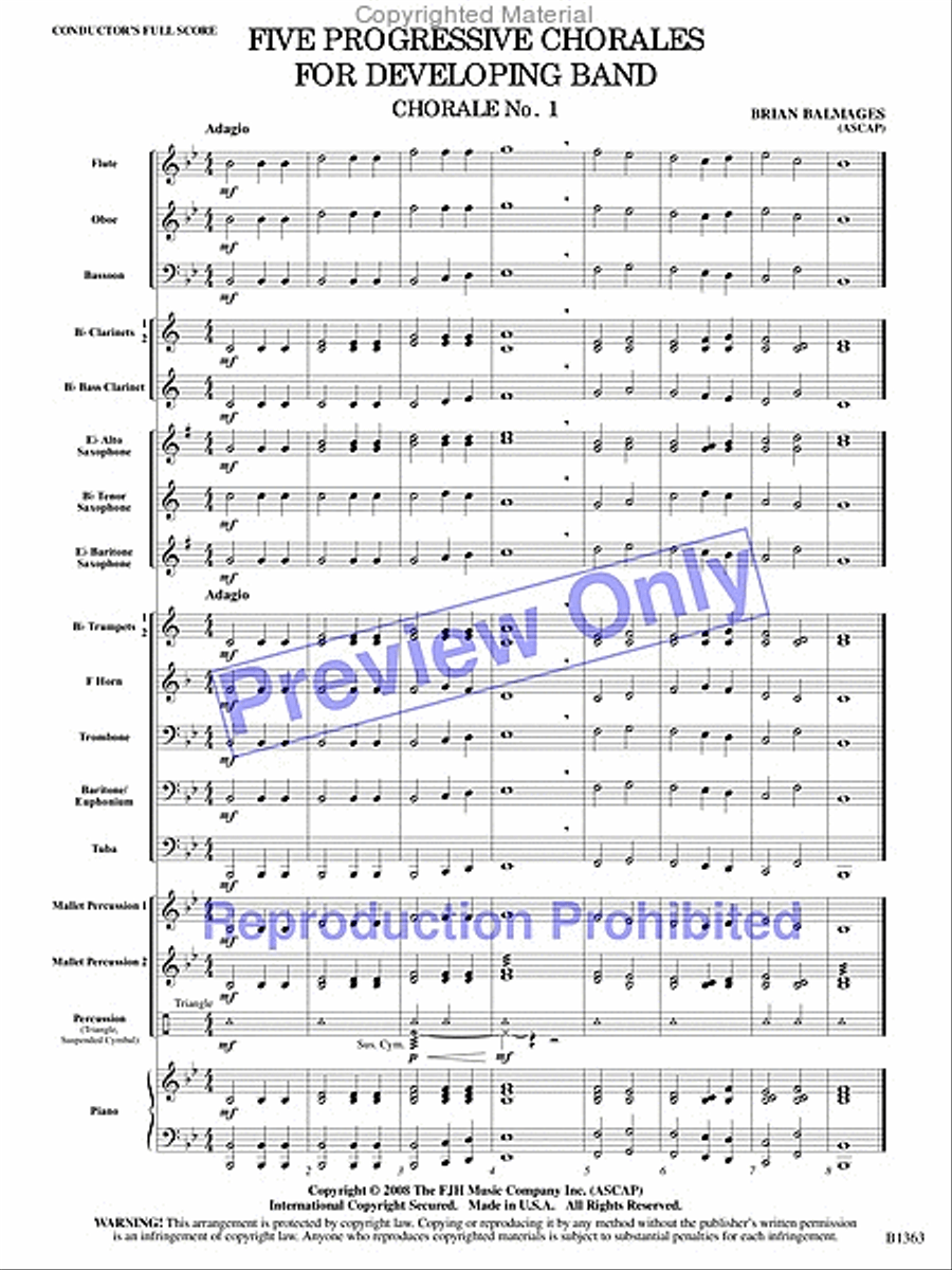 Five Progressive Chorales for Developing Bands Concert Band scores gallery preview page 10