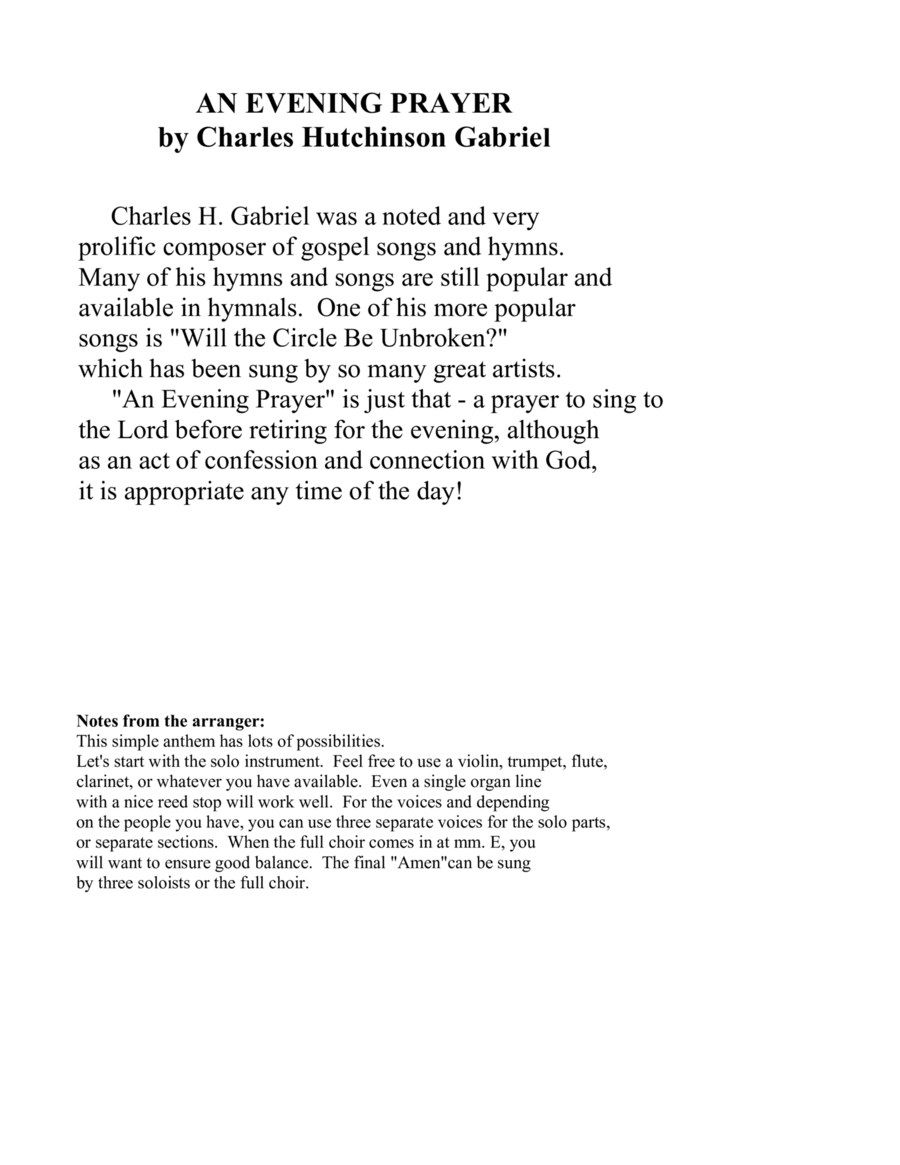 An Evening Prayer 3-Part scores gallery preview page 1