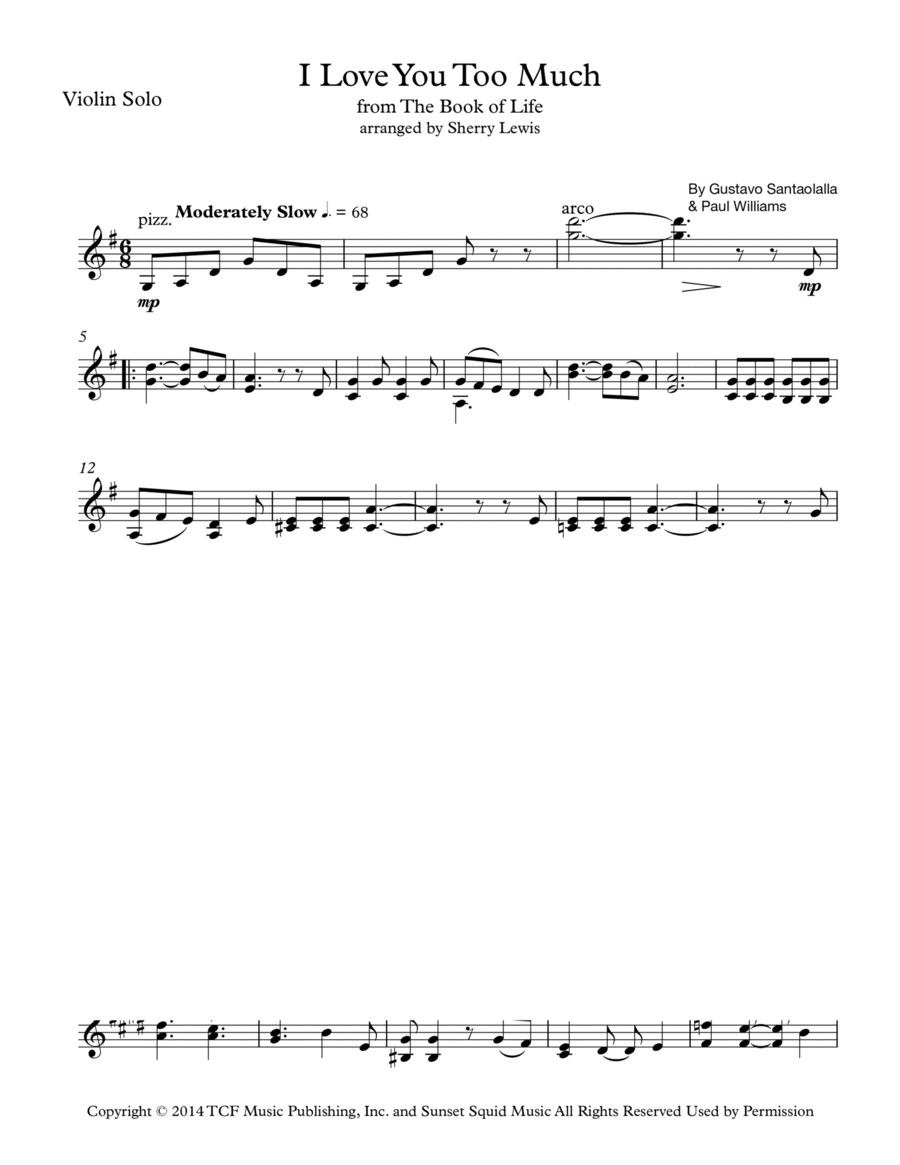 I Love You Too Much Violin Solo scores gallery preview page 1