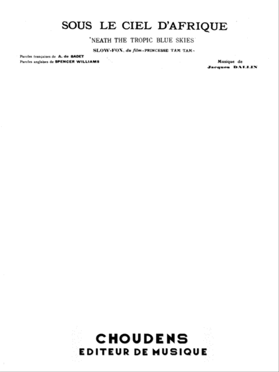 Sous le Ciel d'Afrique Voice Solo scores gallery preview page 1