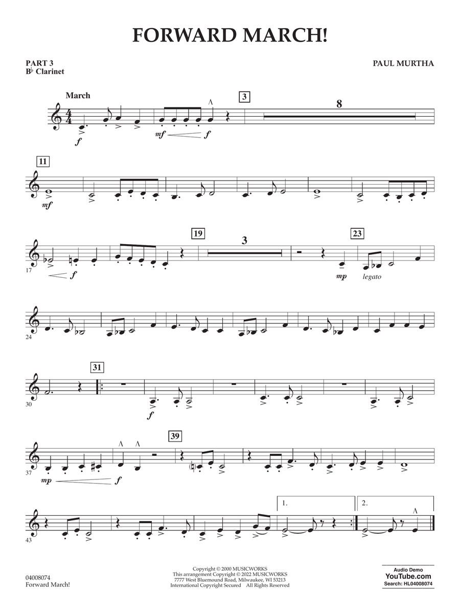 Forward March! - Part 3 - Bb Clarinet Concert Band scores gallery preview page 1