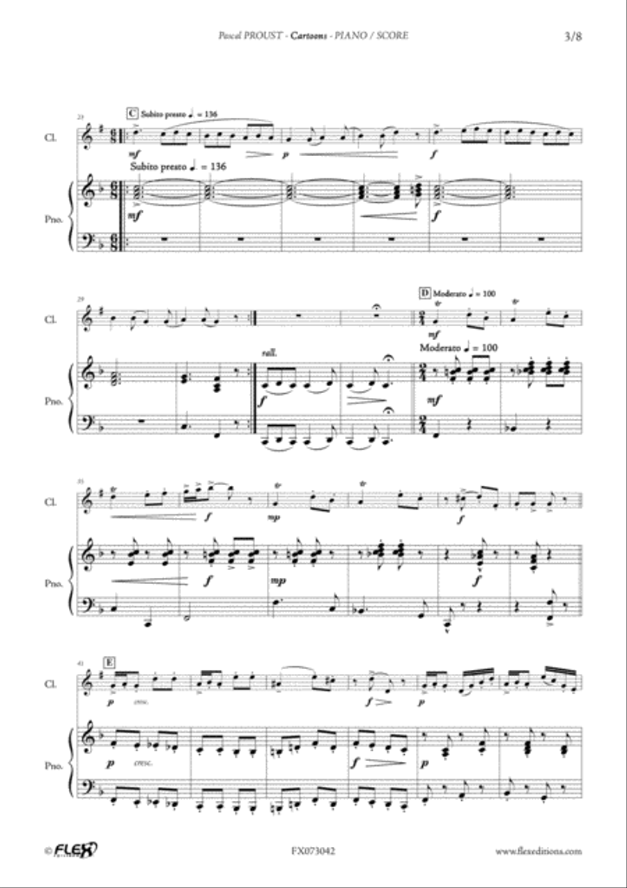 Cartoons B-Flat Clarinet scores gallery preview page 3
