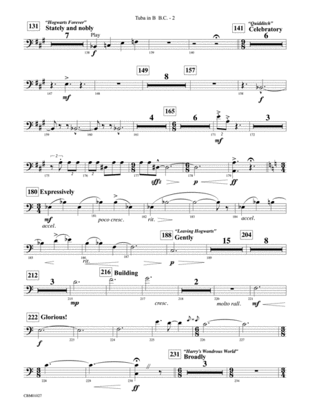 Harry Potter Symphonic Suite: (wp) B-flat Tuba B.C.