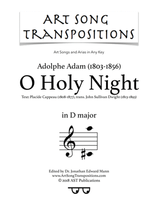 Book cover for ADAM: O Holy Night (transposed to D major)