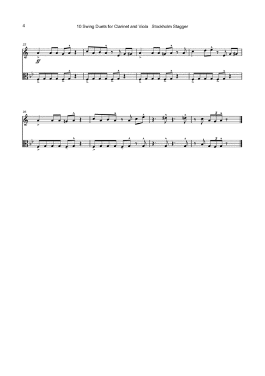 10 Swing Duets for Clarinet and Viola Clarinet scores gallery preview page 5