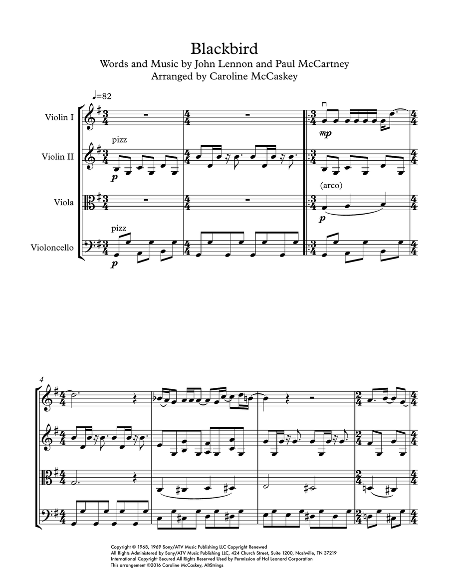 Blackbird Blackbird String Quartet scores gallery preview page 2