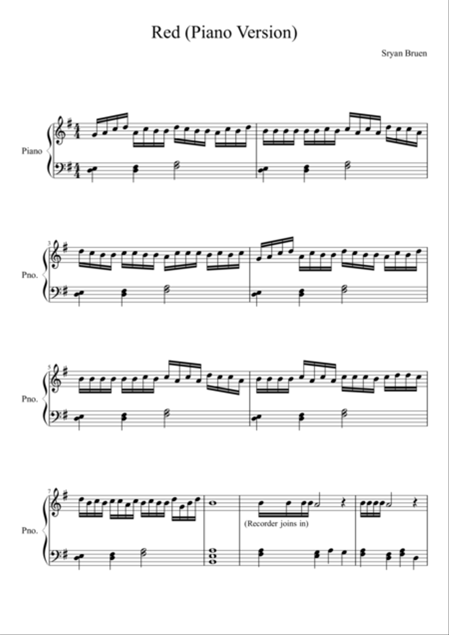 Red Piano Solo scores gallery preview page 1