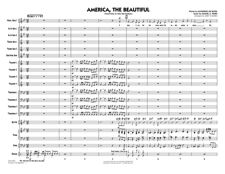 America, The Beautiful - Full Score Jazz Ensemble scores gallery preview page 1
