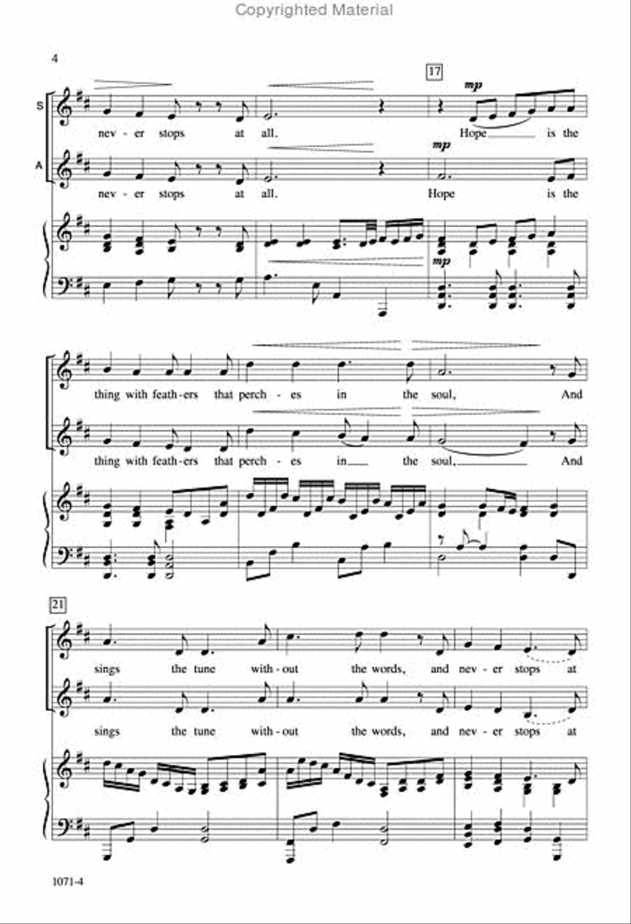Hope Is the Thing with Feathers - SA Octavo SA scores gallery preview page 3