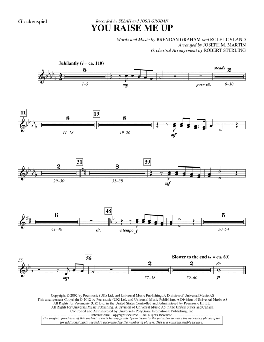 You Raise Me Up - Glockenspiel Choir scores gallery preview page 1