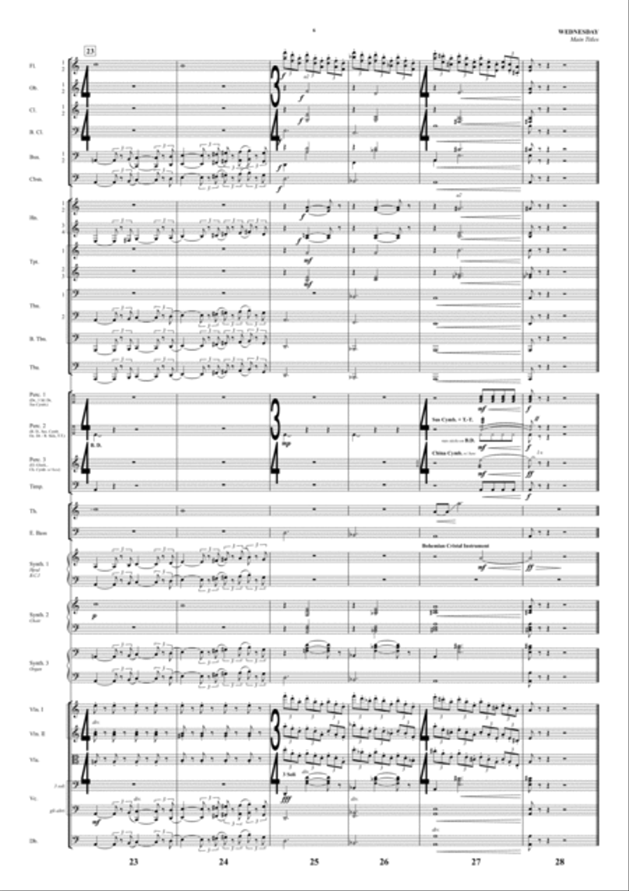 Wednesday Main Titles Full Orchestra scores gallery preview page 6