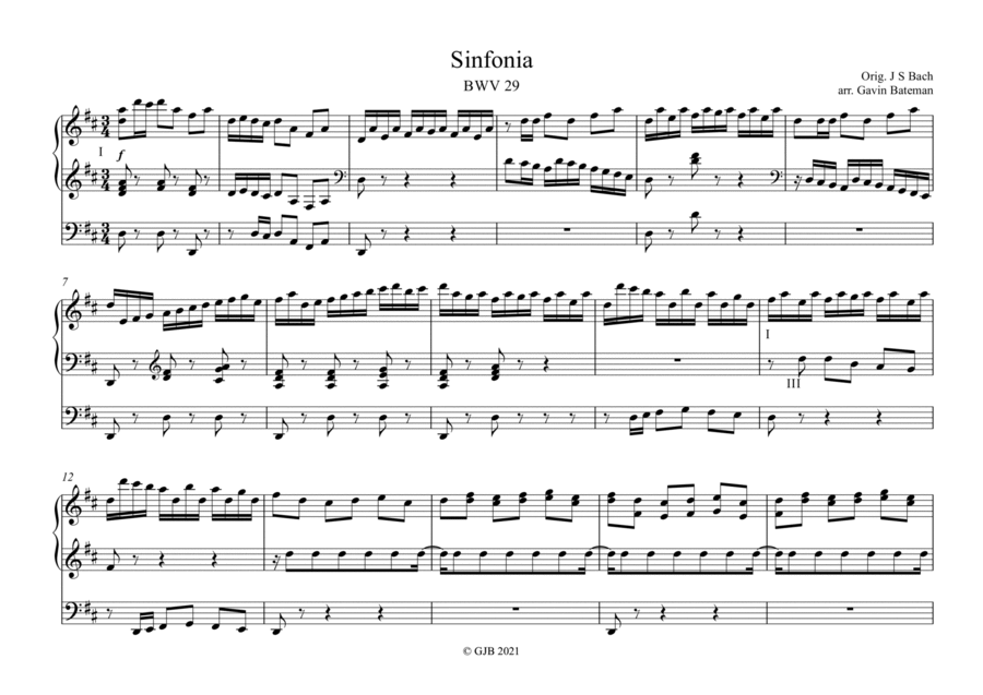 Bach Sinfonia to Cantata 29 for organ Organ Solo scores gallery preview page 1