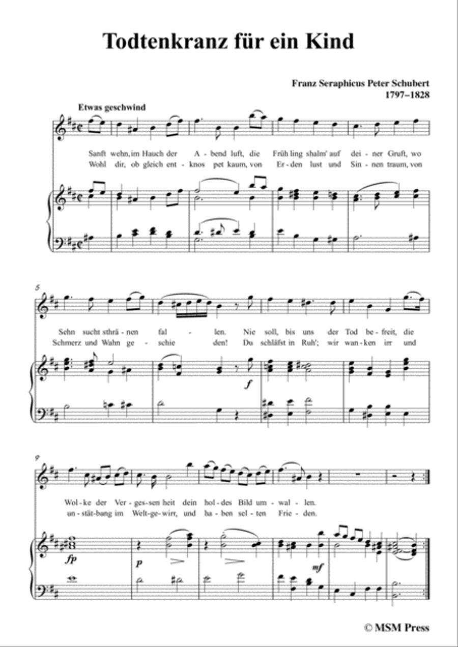 Schubert-Todtenkranz für ein Kind,in b minor,for Voice&Piano Voice scores gallery preview page 3