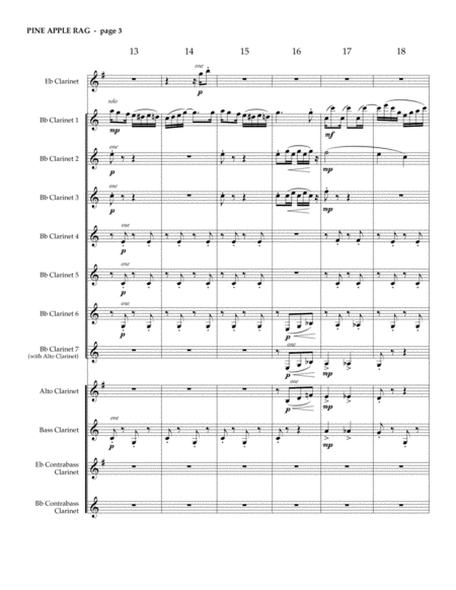 Joplin: Pine Apple Rag for Clarinet Choir (arr. Reisteter)