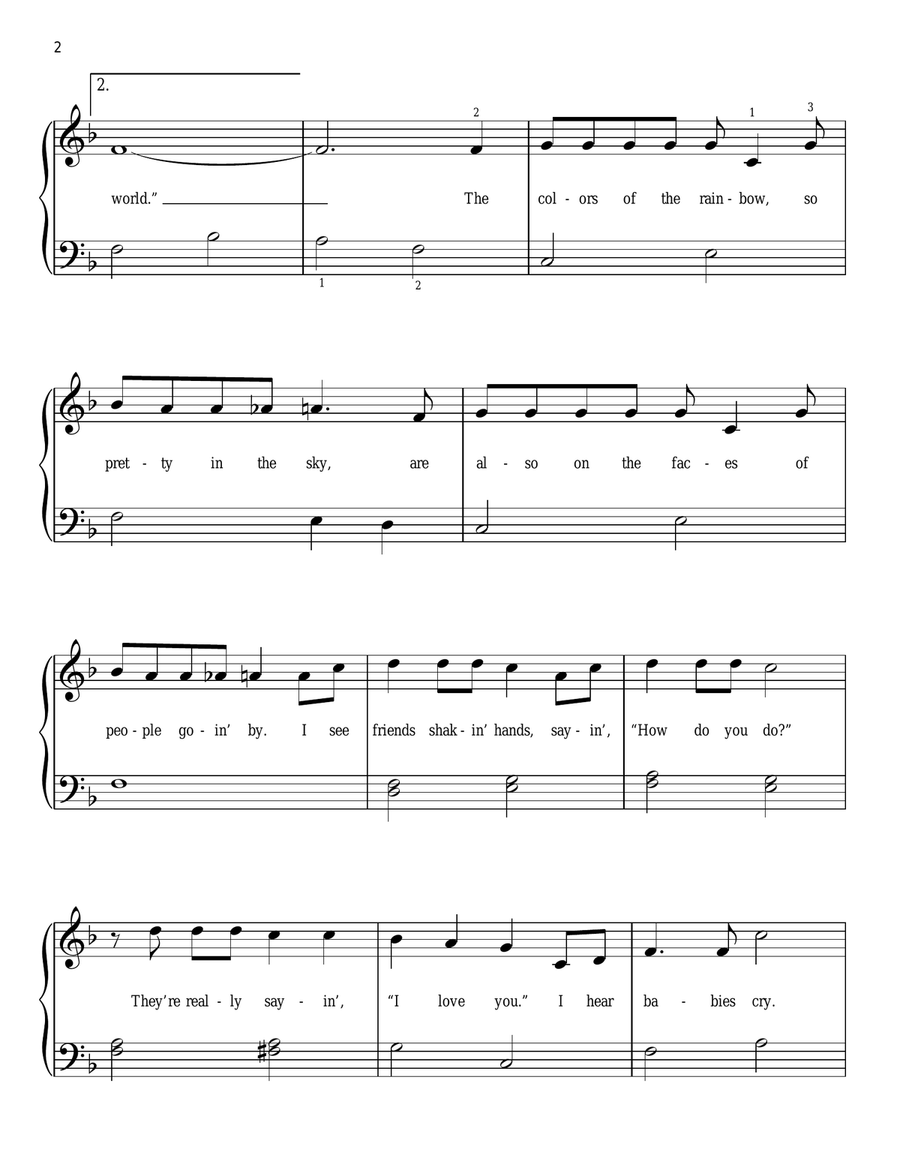 What A Wonderful World Easy Piano scores gallery preview page 2