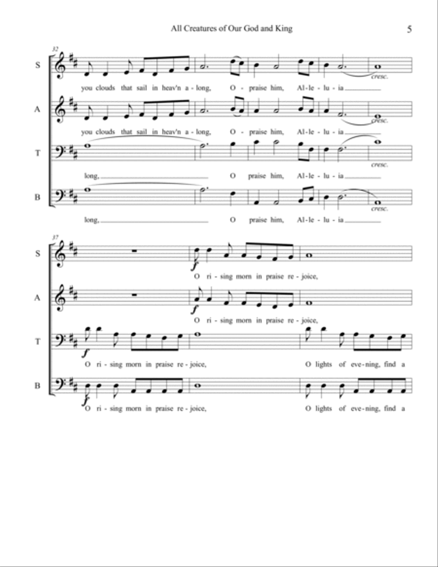 All Creatures of Our God and King 4-Part scores gallery preview page 5