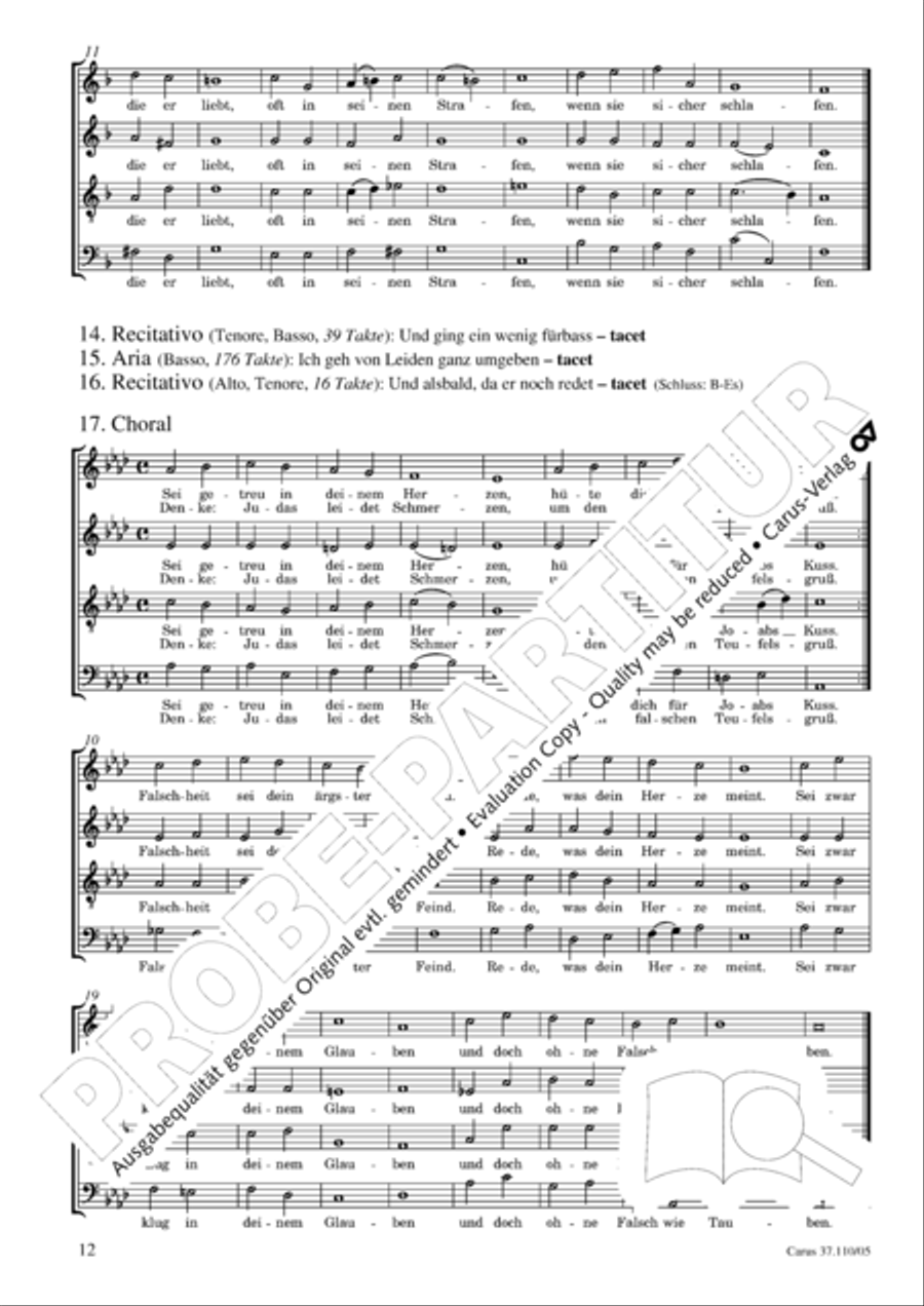 Markuspassion. Werkausgabe Reihe 1, Bd. 7 (Homilius) 4-Part scores gallery preview page 13