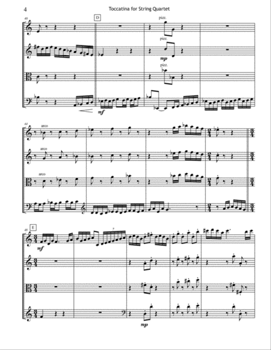 Toccatina for String Quartet String Quartet scores gallery preview page 4