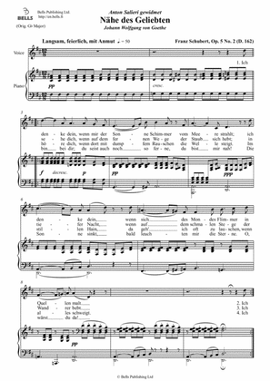 Nahe des Geliebten, Op. 5 No. 2 (D. 162) (D Major)