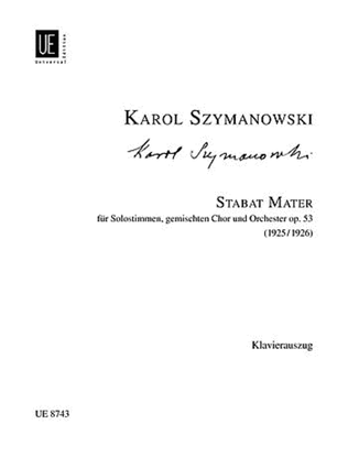 Book cover for Stabat Mater, Vocal Score