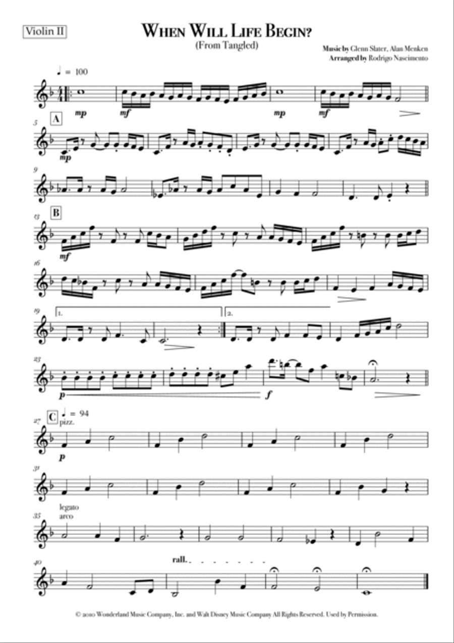 When Will My Life Begin? String Quartet scores gallery preview page 2