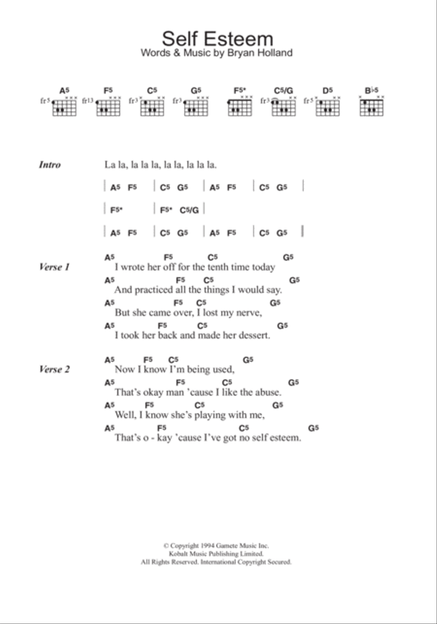 Self Esteem Guitar scores gallery preview page 1