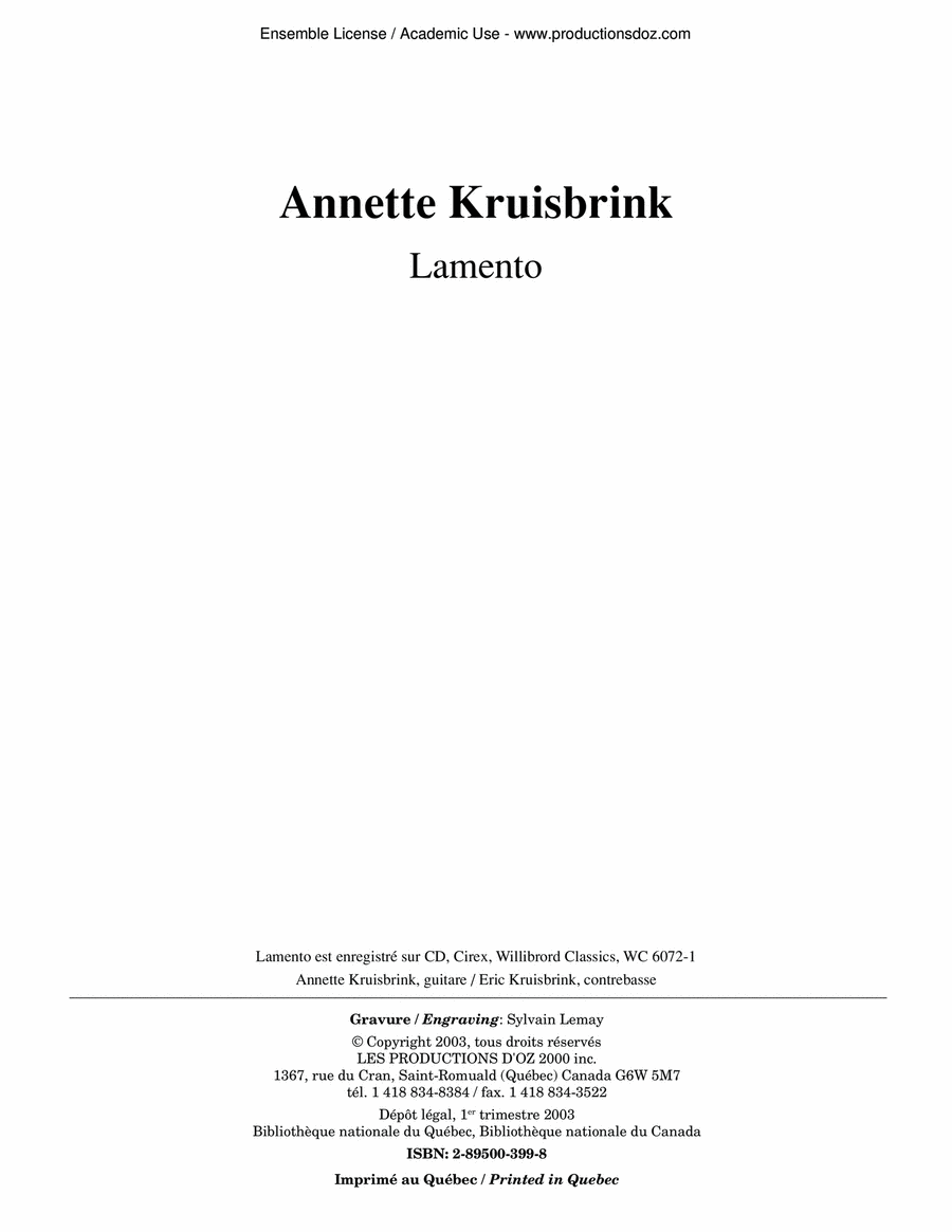 Lamento Double Bass scores gallery preview page 1
