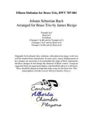 Fifteen Sinfonias for Brass Trio, BWV 787-801