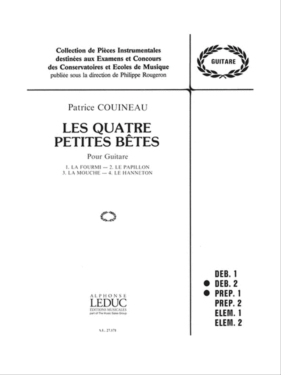 Les Quatre Petites Betes (guitar Solo) Acoustic Guitar scores gallery preview page 1
