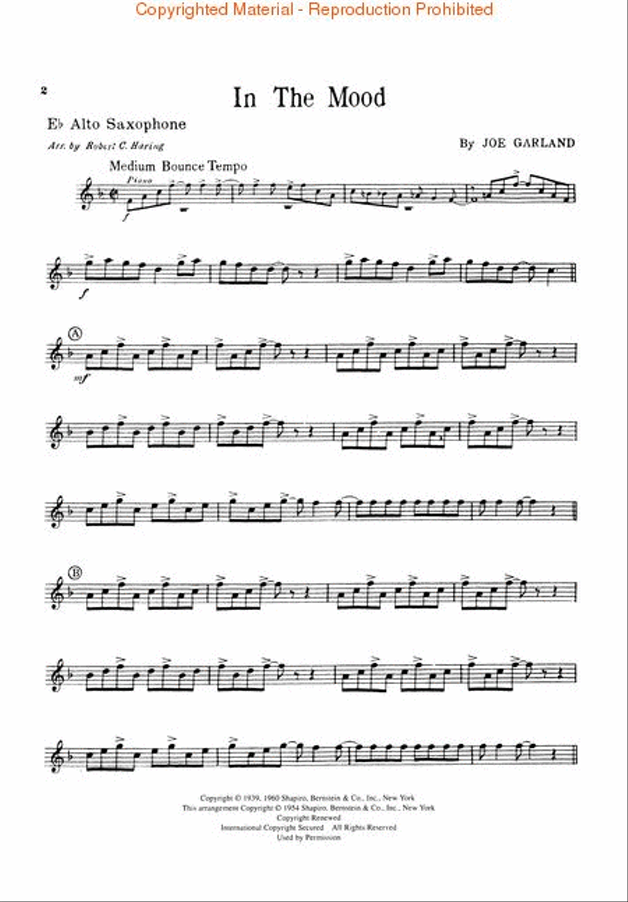 In the mood alto hot sale sax sheet music