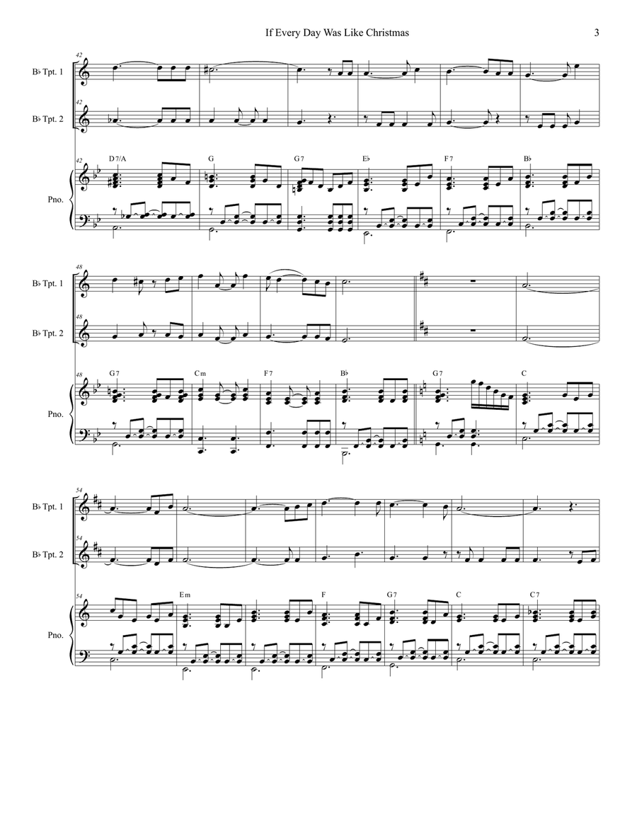 If Every Day Was Like Christmas Trumpet Duet scores gallery preview page 3