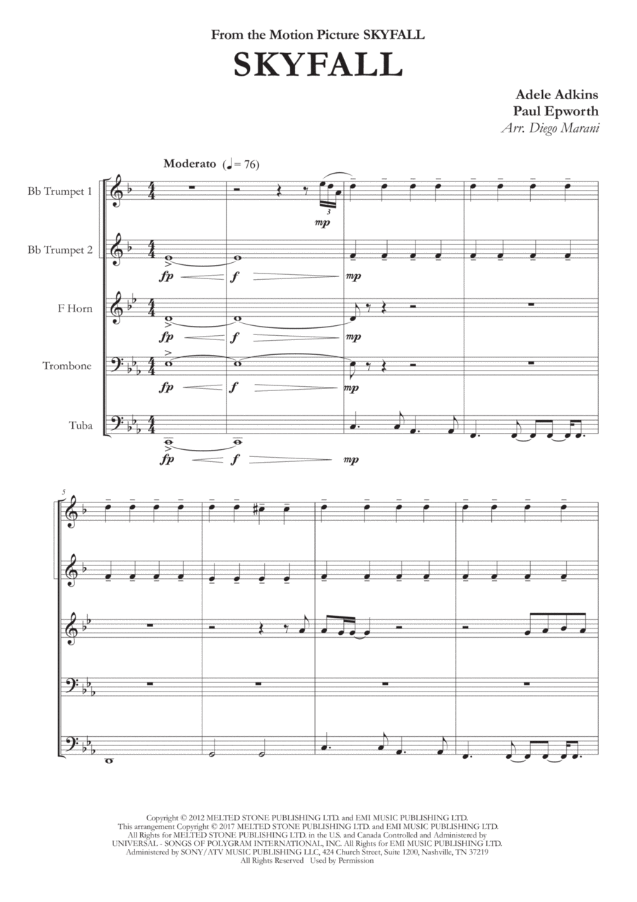 Skyfall Brass Ensemble scores gallery preview page 1