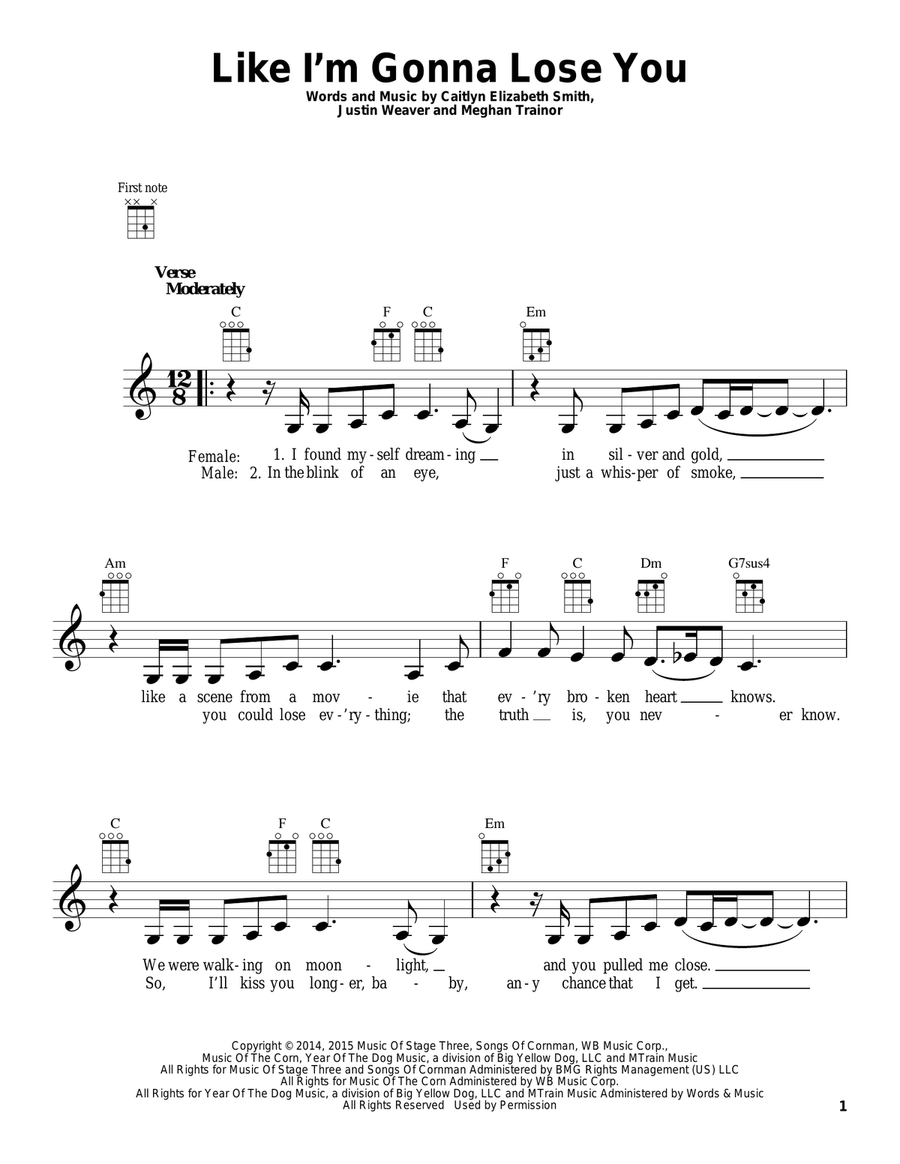 Like I'm Gonna Lose You Like I'm Gonna Lose You Ukulele scores gallery preview page 1