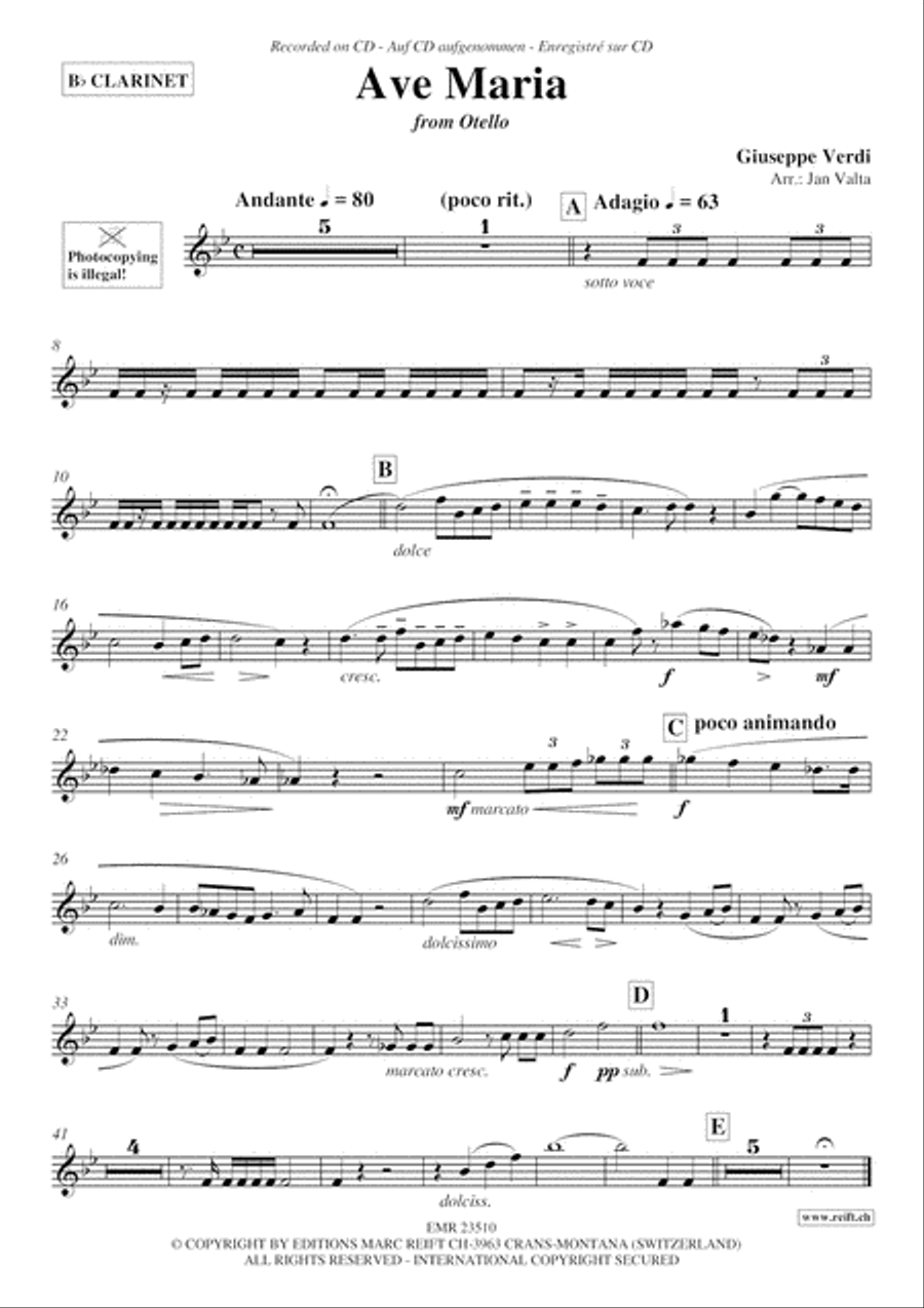 Ave Maria Clarinet Solo scores gallery preview page 3