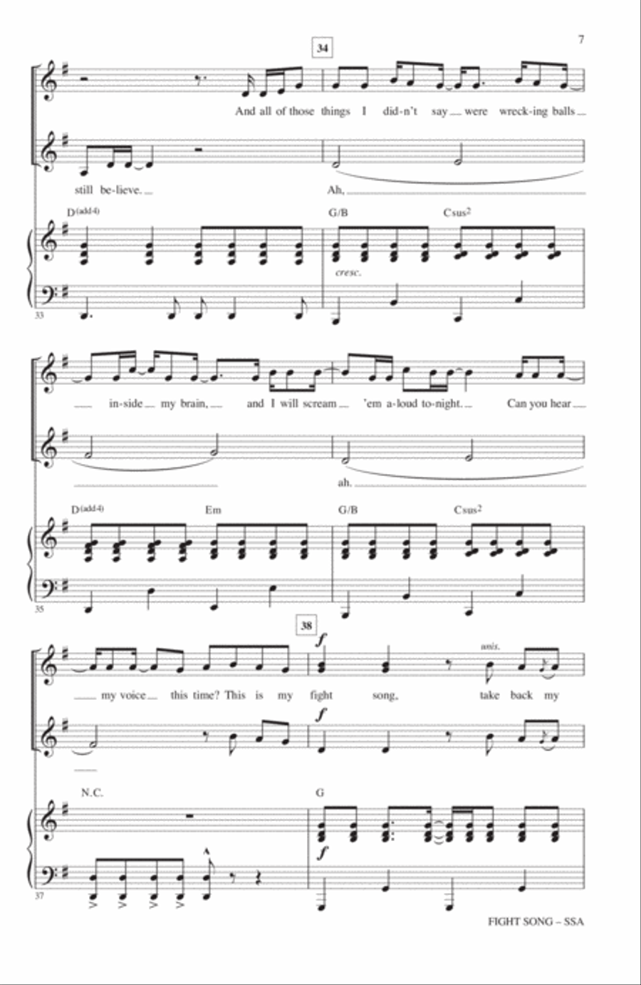 Fight Song (Arr. Roger Emerson) SSA scores gallery preview page 6