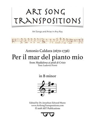 Book cover for CALDARA: Per il mar del pianto mio (transposed to B minor)